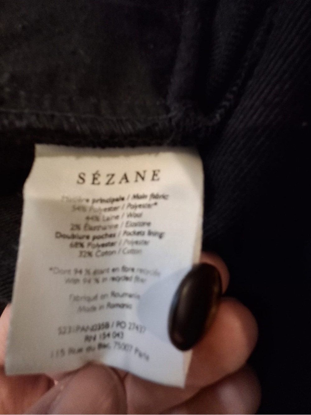 Sezane Damon Trousers — Navy EU 38 - Picture 5 of 7